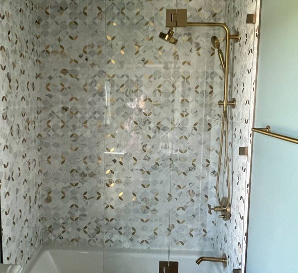 Shower - Panel-Door on Tub with Glass-to-Glass Hinges