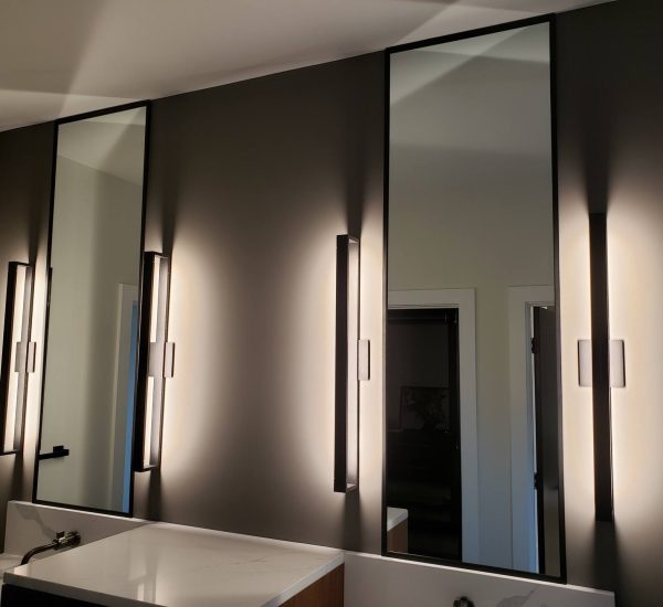 Vanity Mirrors - Twin Schluter Trim to Ceiling